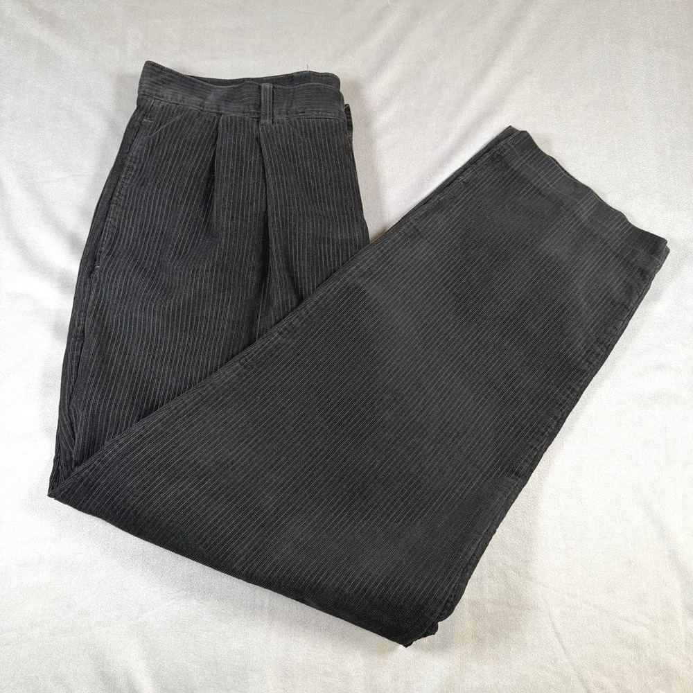 Structure Le Collezioni Mens 38R Black Pinstripe Pleated Corduroy Dress Pants